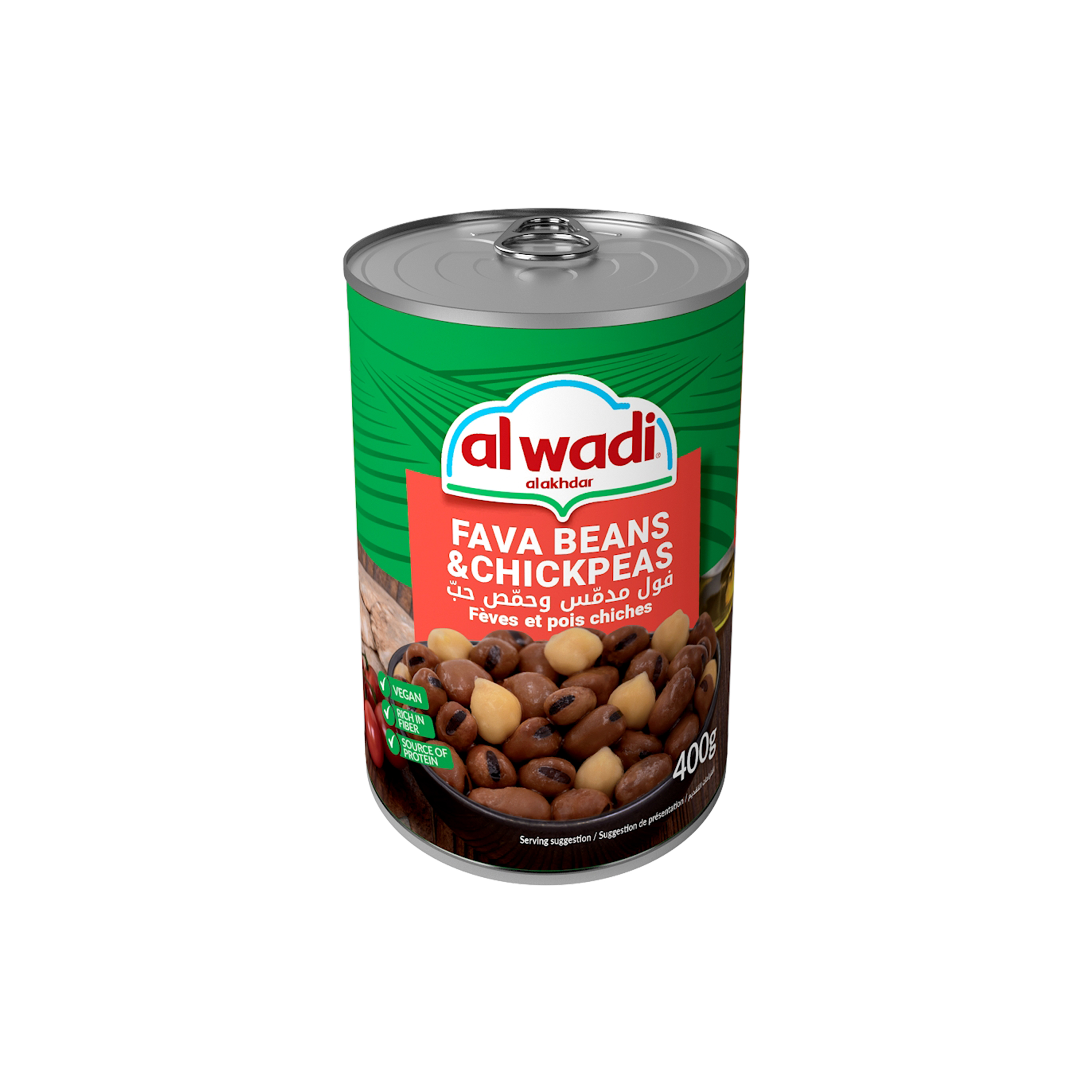 Al Wadi Al Akhdar Fava Beans with Chick Peas 400 g