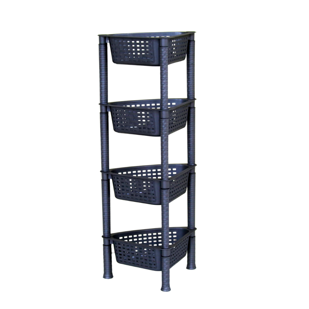 Sigma Rattan Corner 4 Shelves Silver