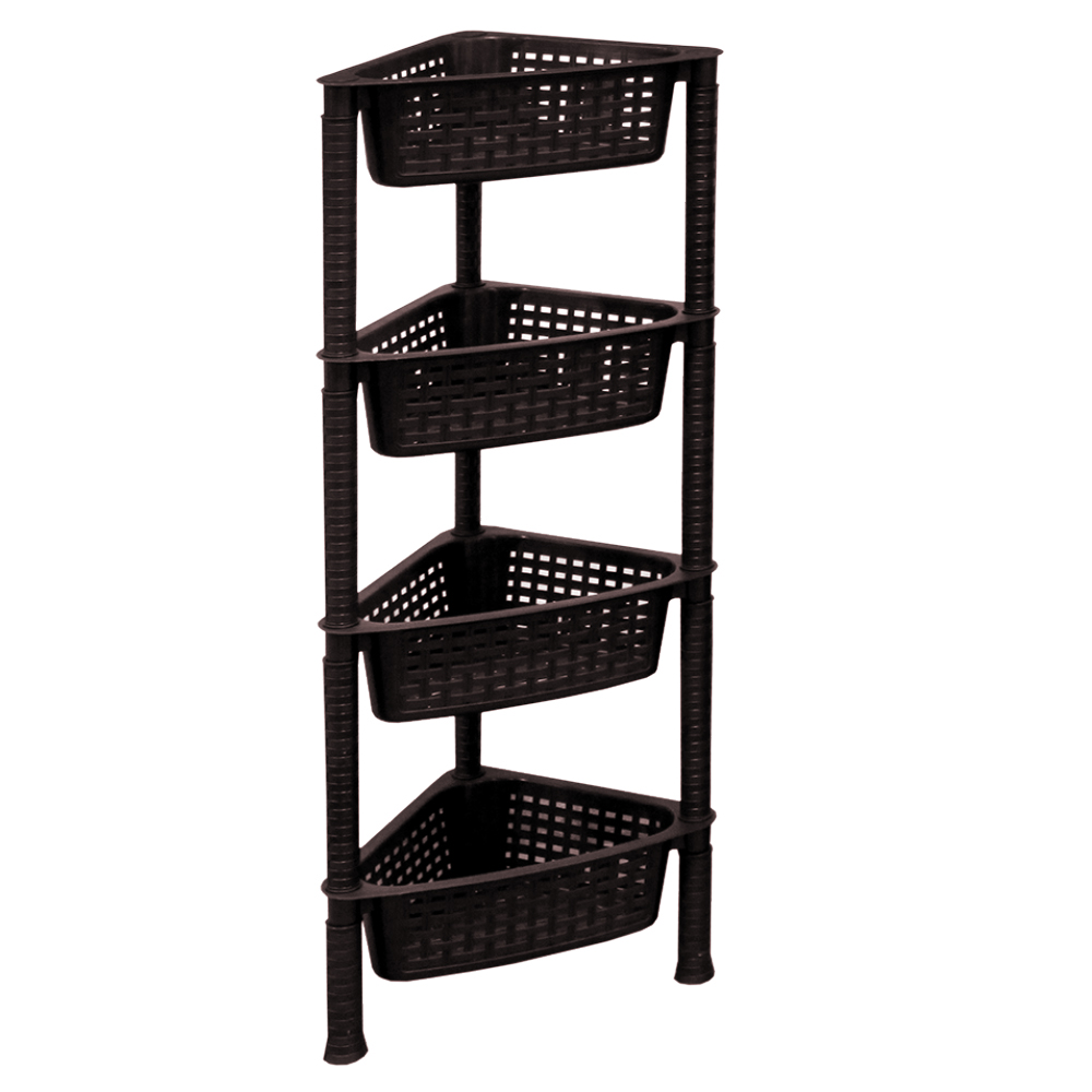 Sigma Rattan Corner 4 Shelves Black