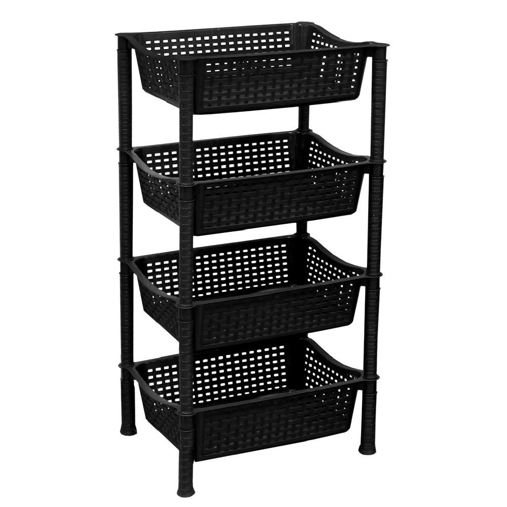 Gamma Rattan Vegetables Rack 4 Shelves Black