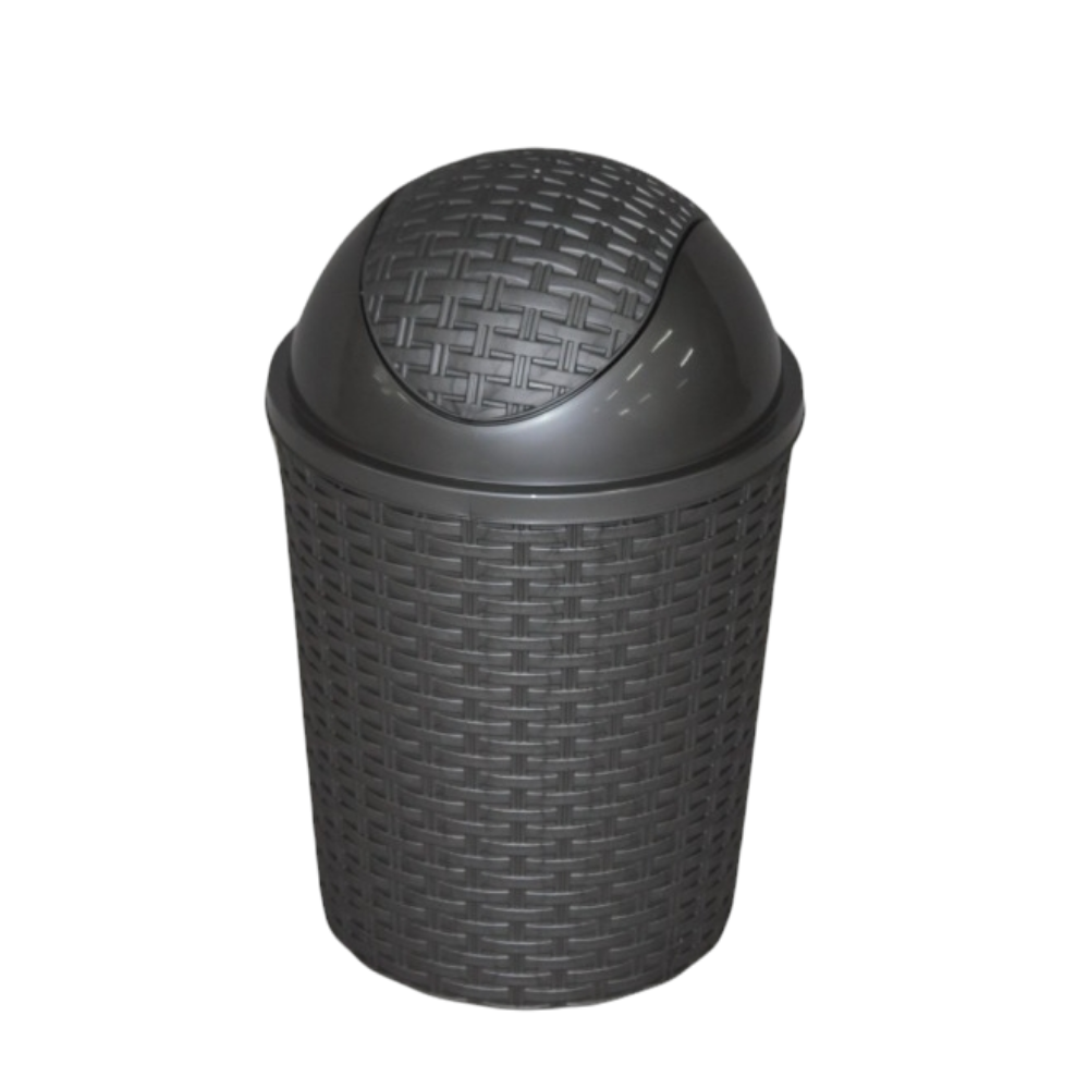 Maldives Bin 15L - Rattan Bin With Cover Silver