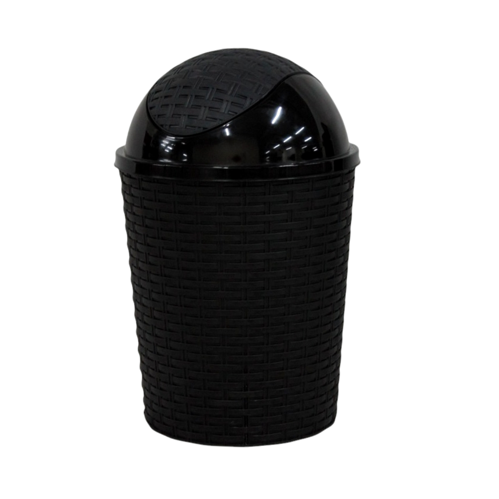 Maldives Bin 15L - Rattan Bin With Cover Black
