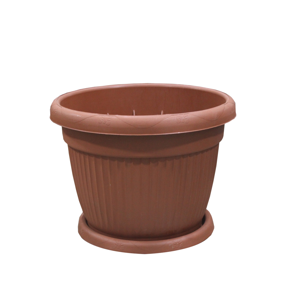 Flora Round Flower Pot Brown 33 cm