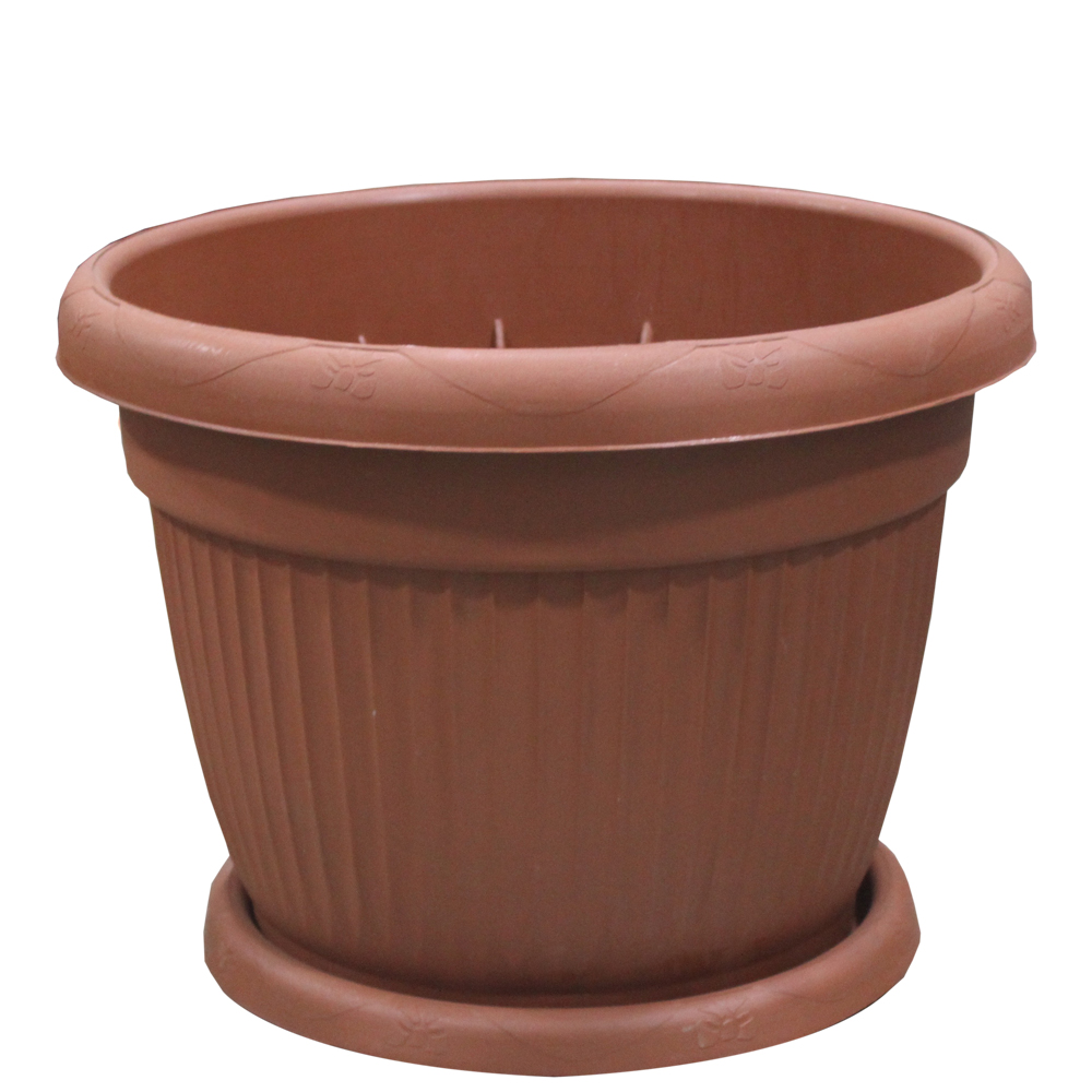 Flora Round Flower Pot Brown 50 cm