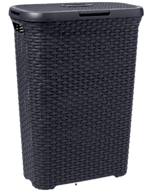 Maxie -Rattan Laundry Basket With Cover Black