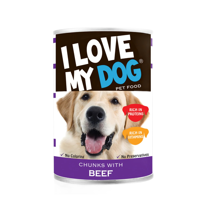 I Love My Dog Chunks with Beef Can 400 g