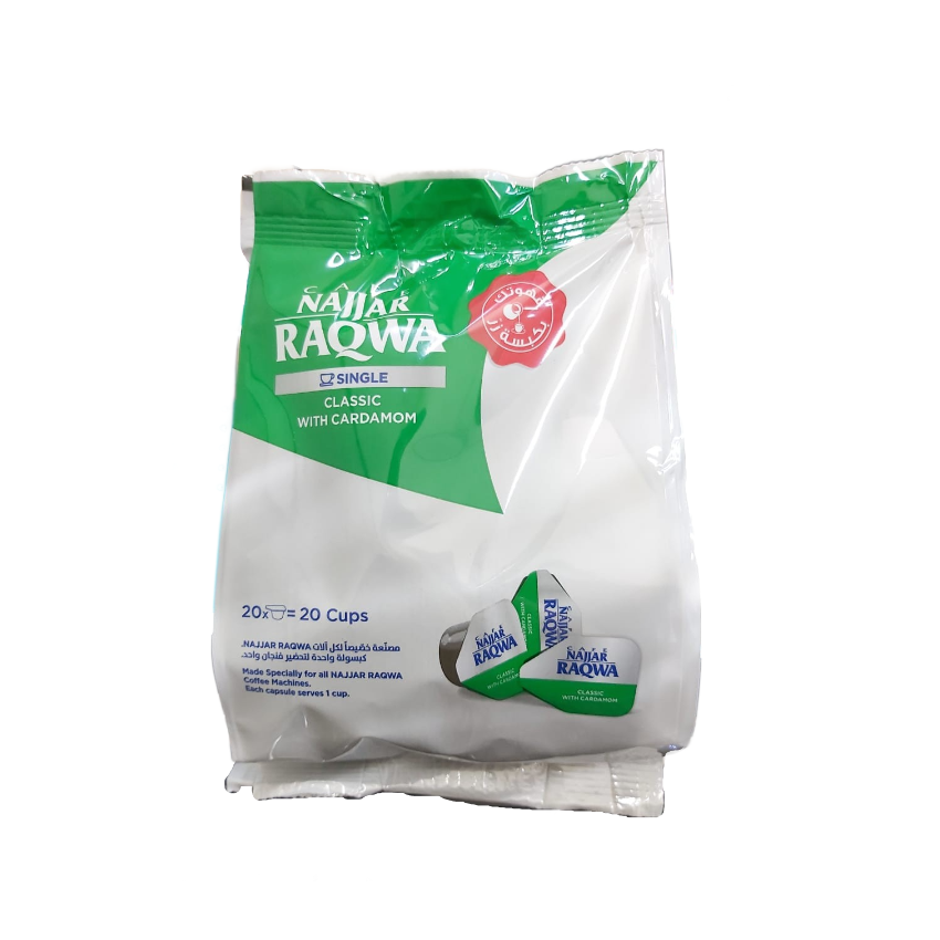 Najjar Raqwa Capsule With Cardamom Bag 20's