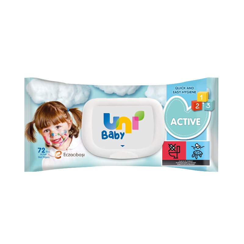 Uni Baby Wipes Active 72's