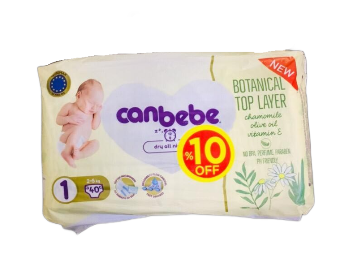 Canbebe Diapers Jumbo Pack Dry All Night Size 1 40's 10 % Off