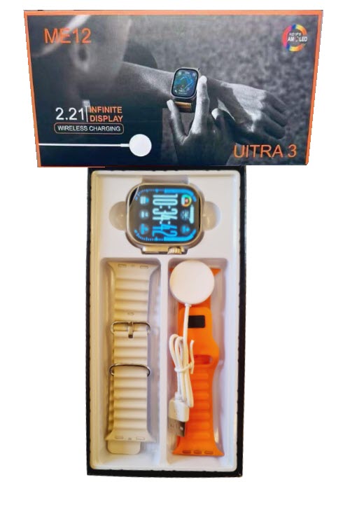 Ultra 3 Smart Gold Watch 2.21" with Beige & Orange Bands 2's