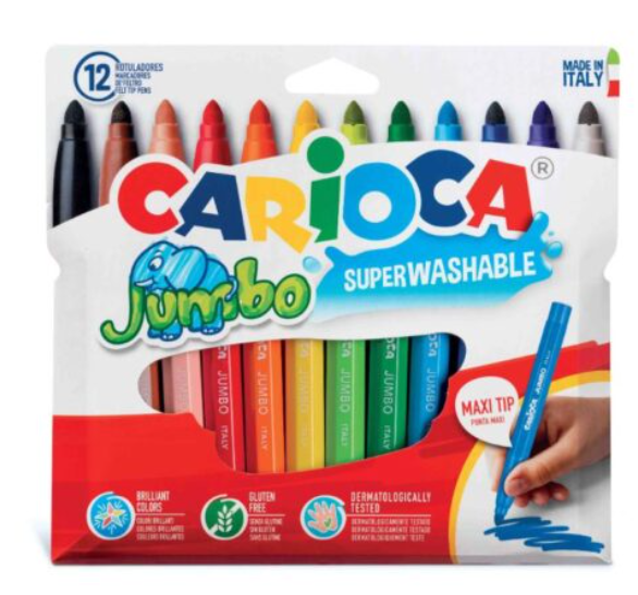 Carioca Jumbo Super Washable Color Pens 12's