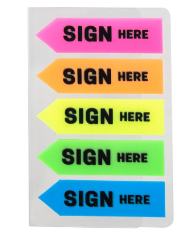 Deli Sticky Note Sign Here 5 Colors 20's