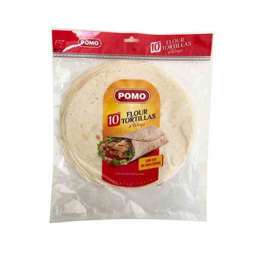 Pomo Flour Tortillas 10 Inches (6 Wraps) Low Fat / No Cholesterol 370 g