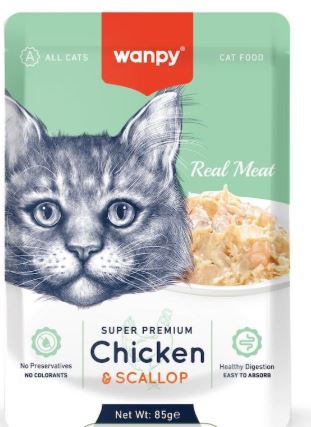 Wanpy Super Premium Cat Food Chicken & Scallop 85 g