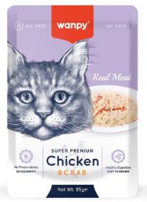 Wanpy Super Premium Cat Food Chicken & Crab 85 g