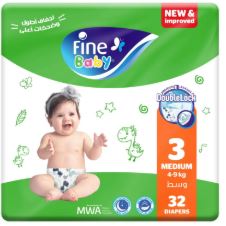 Fine Baby Diapers Double Lock Medium 3 (4-9kg) 32's
