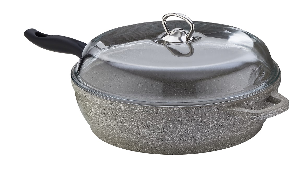 Falez 28cm Deep Frying Pan with Lid (Granite Grey)