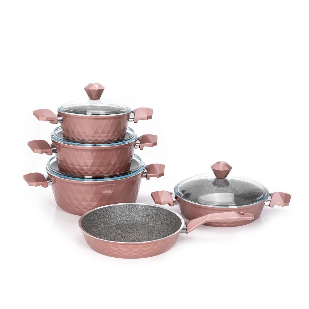 Falez Granitec Biodiamond 9-Piece Cookware Set (Rose Gold)