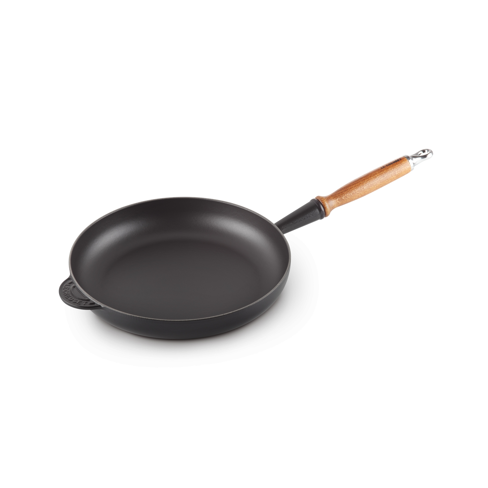 Le Creuset Evo Frying Pan with Wooden Handle 24cm (Black)