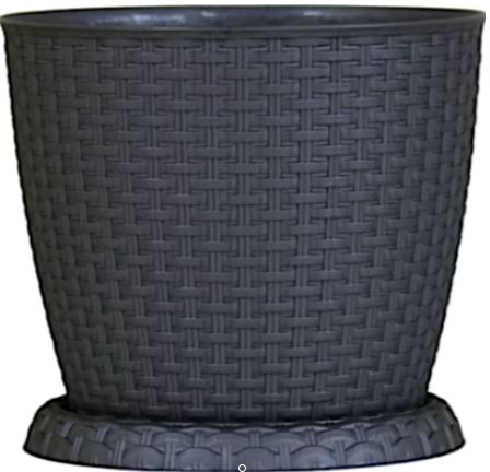 Rosa 25cm - Rattan Gardening Round Pot Silver