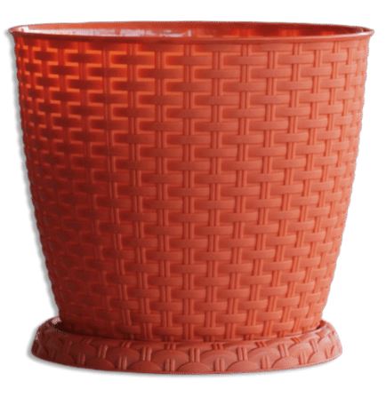 Rosa 30cm - Rattan Gardening Round Pot Brick