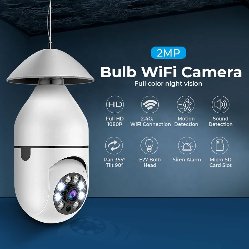 CCTV Panoramic Camera Light Bulb 2-Mega Pixels