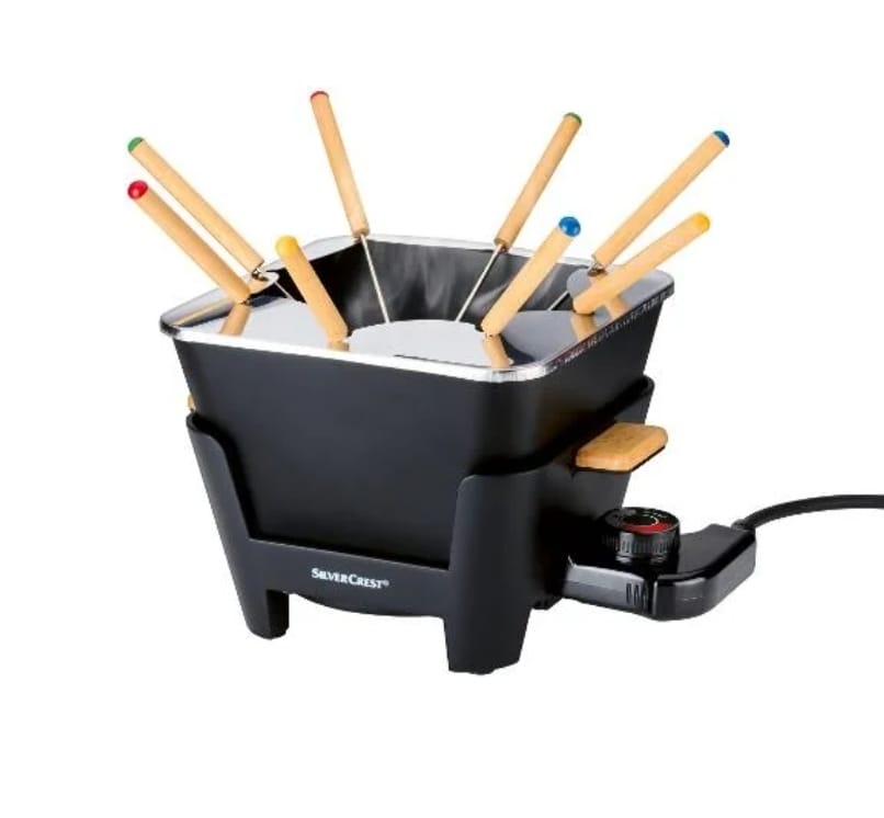 SilverCrest Electric Fondue Set with Bamboo Handles 1000 W/1.5 L/8 Forks