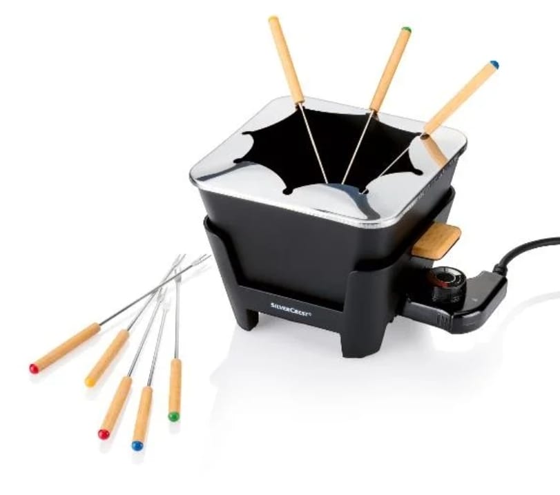 SilverCrest Electric Fondue Set with Bamboo Handles 1000 W/1.5 L/8 Forks