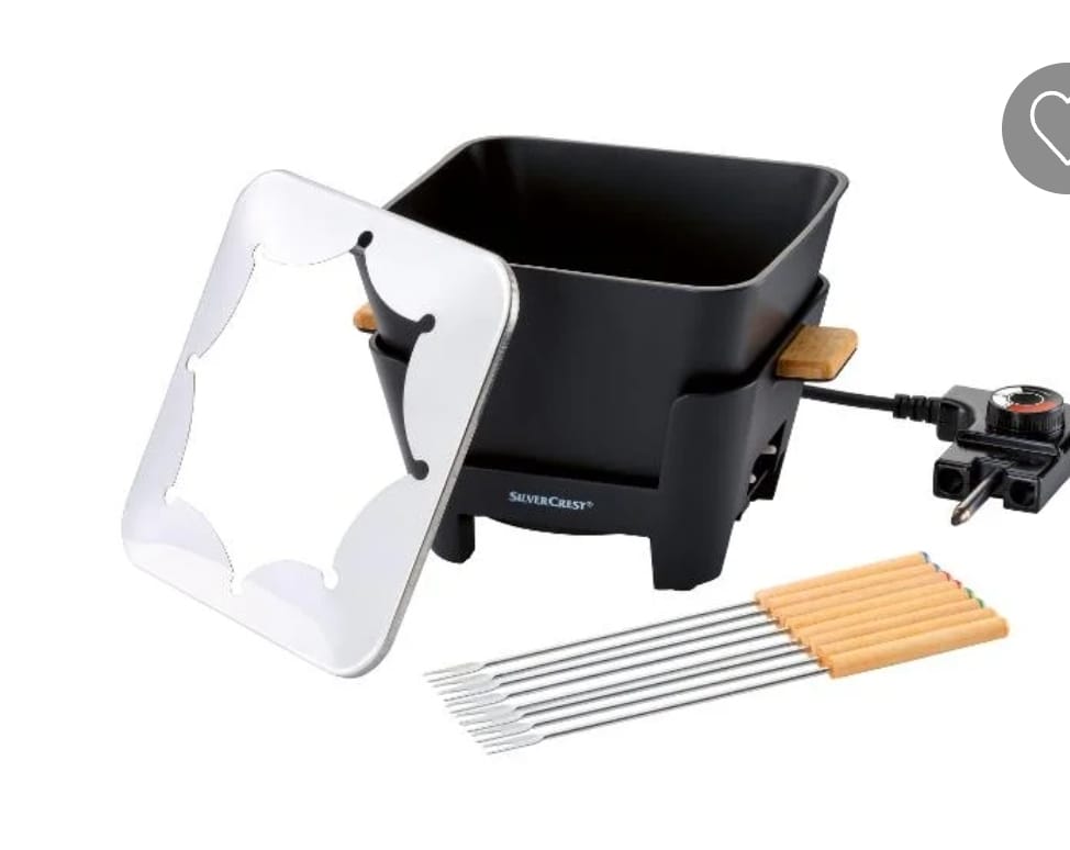 SilverCrest Electric Fondue Set with Bamboo Handles 1000 W/1.5 L/8 Forks