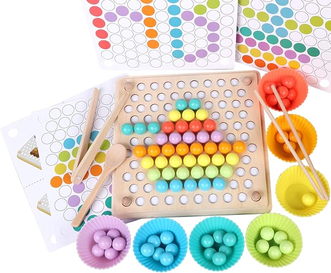 Wooden Peg & Bead Learning Board