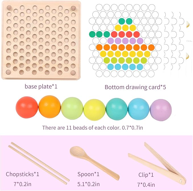 Wooden Peg & Bead Learning Board