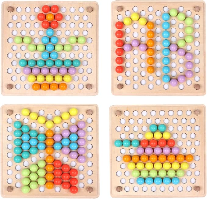Wooden Peg & Bead Learning Board