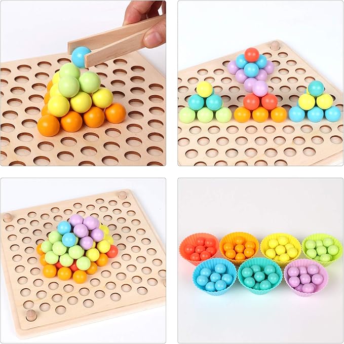 Wooden Peg & Bead Learning Board