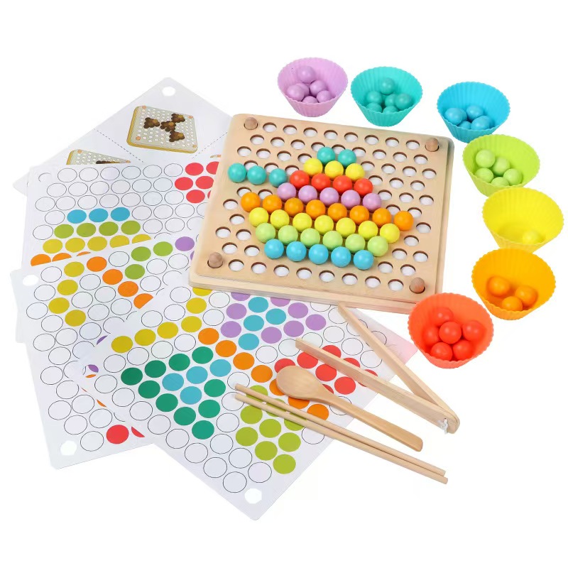 Wooden Peg & Bead Learning Board
