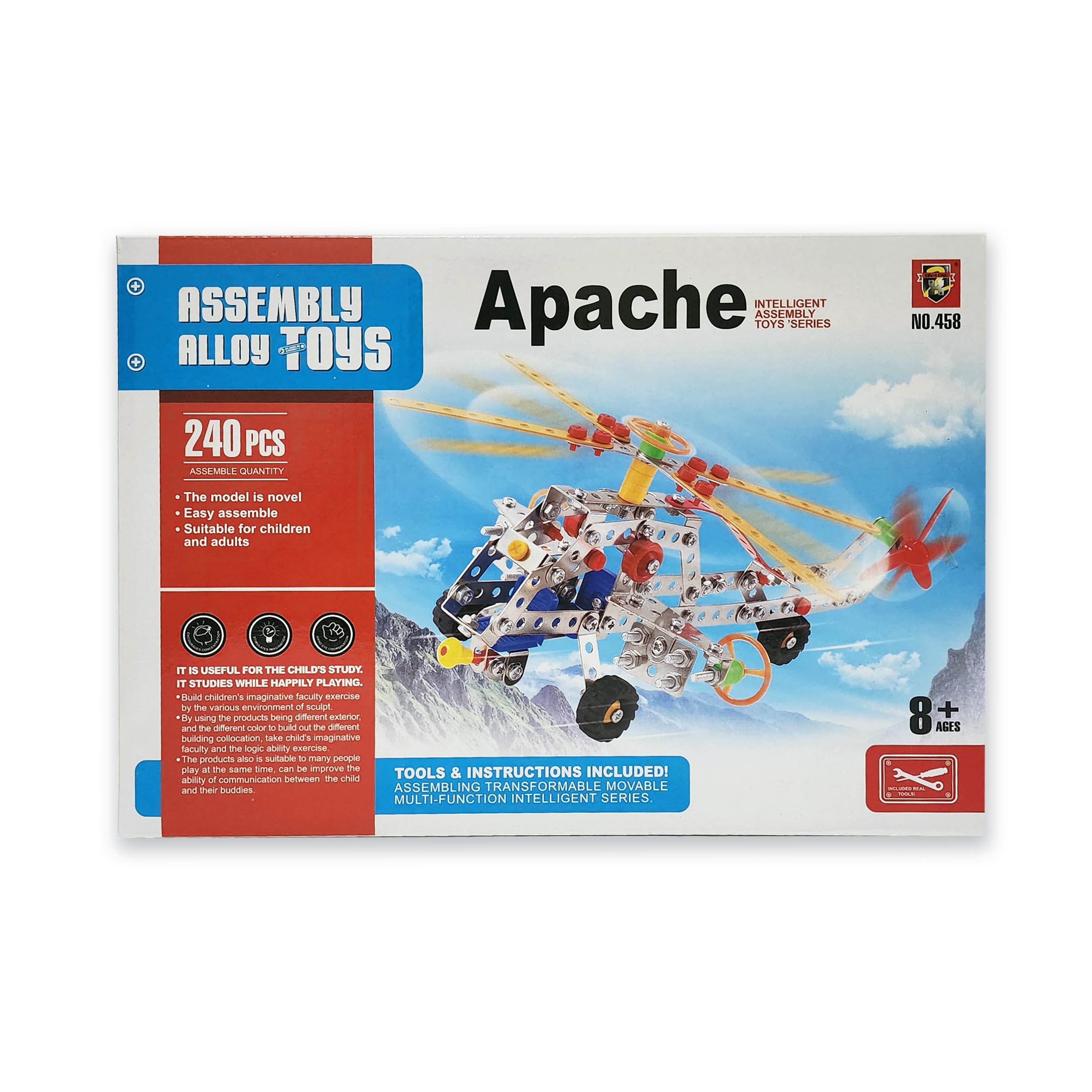 Apache Helicopter Metal Construction Set (240 Pieces)