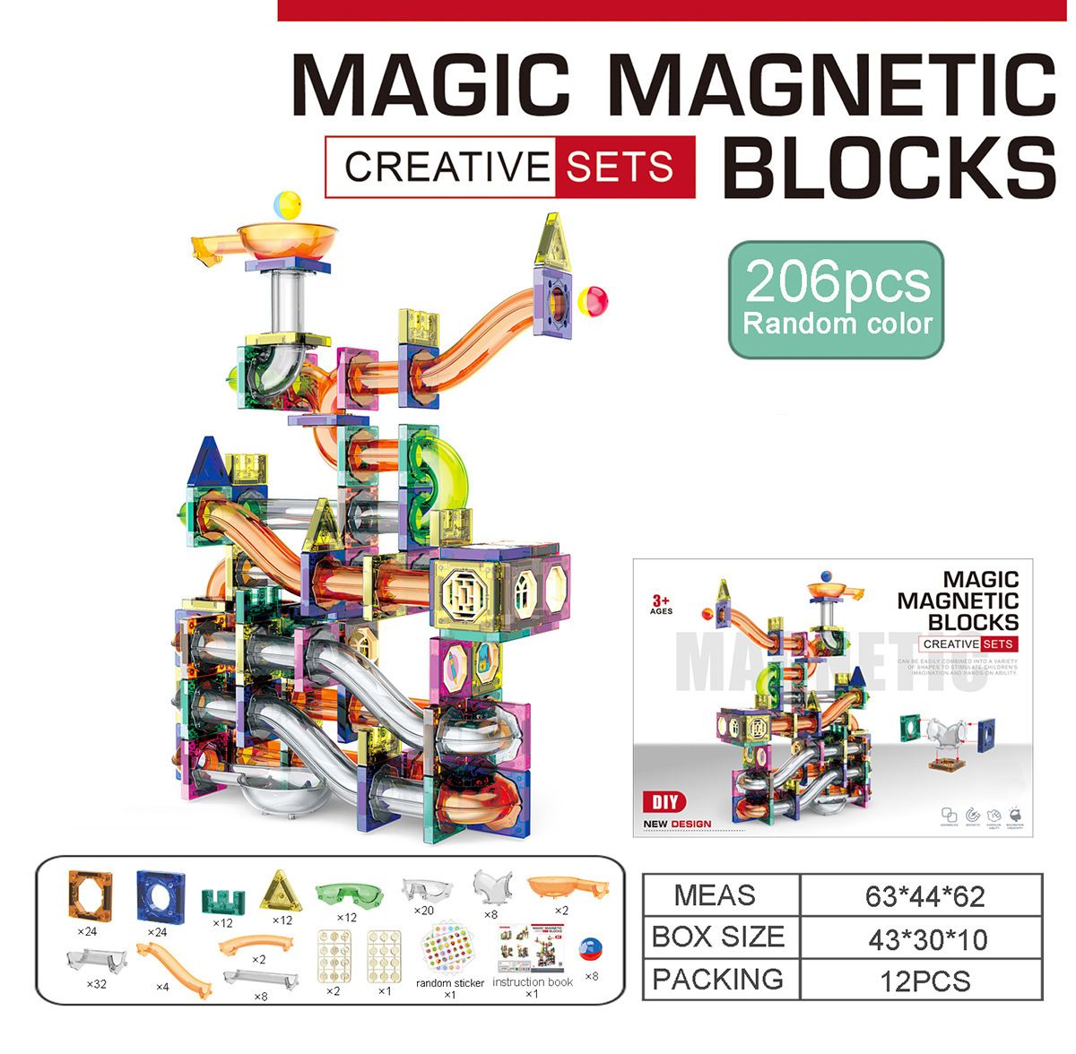 Magnetic Pipe Construction Set (206 Pieces)