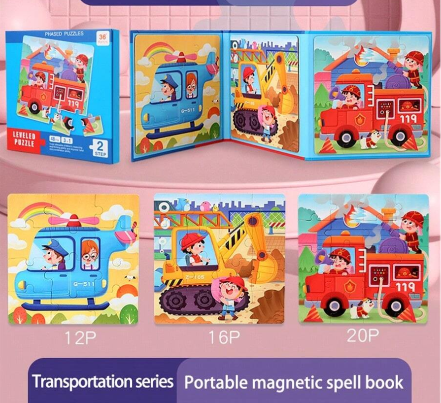 Magnetic Vehicles Puzzle Set