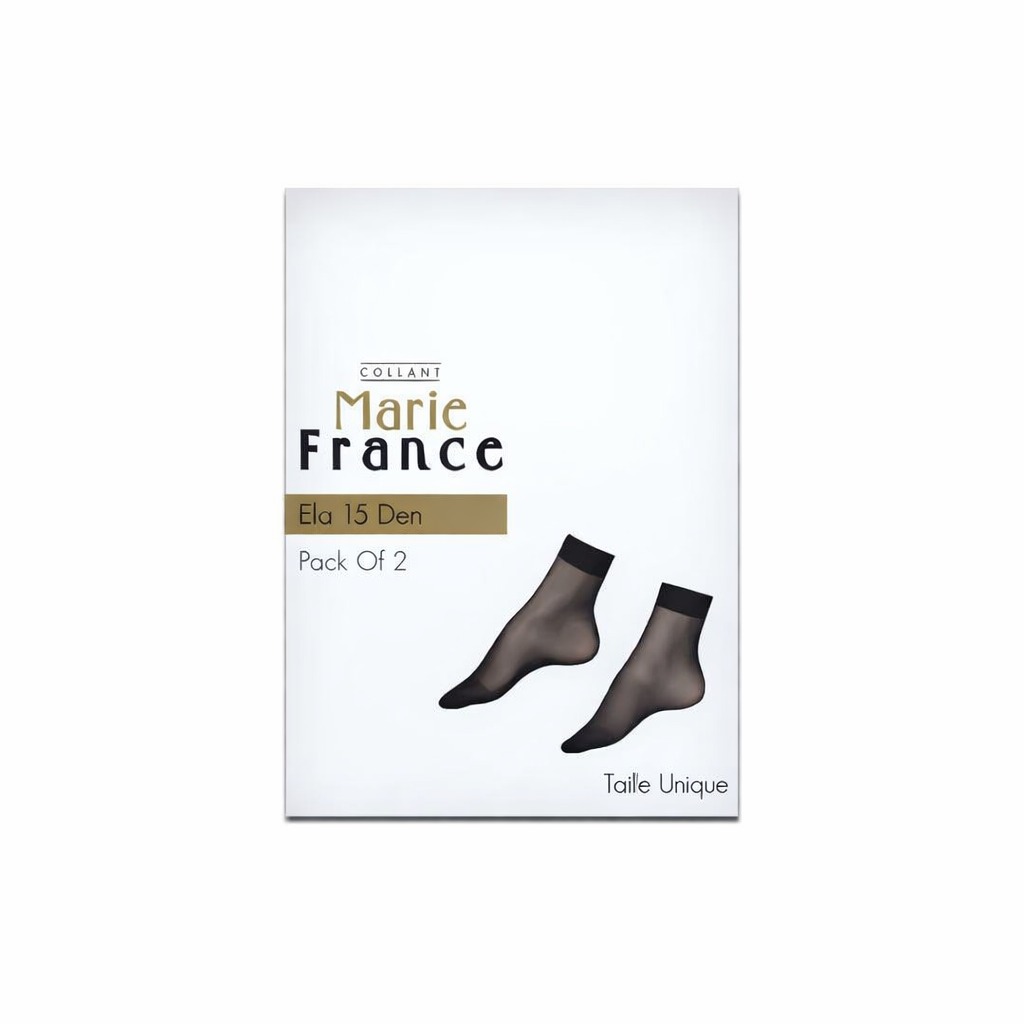 Marie France Ella 15 Denier Ankle Socks – Black