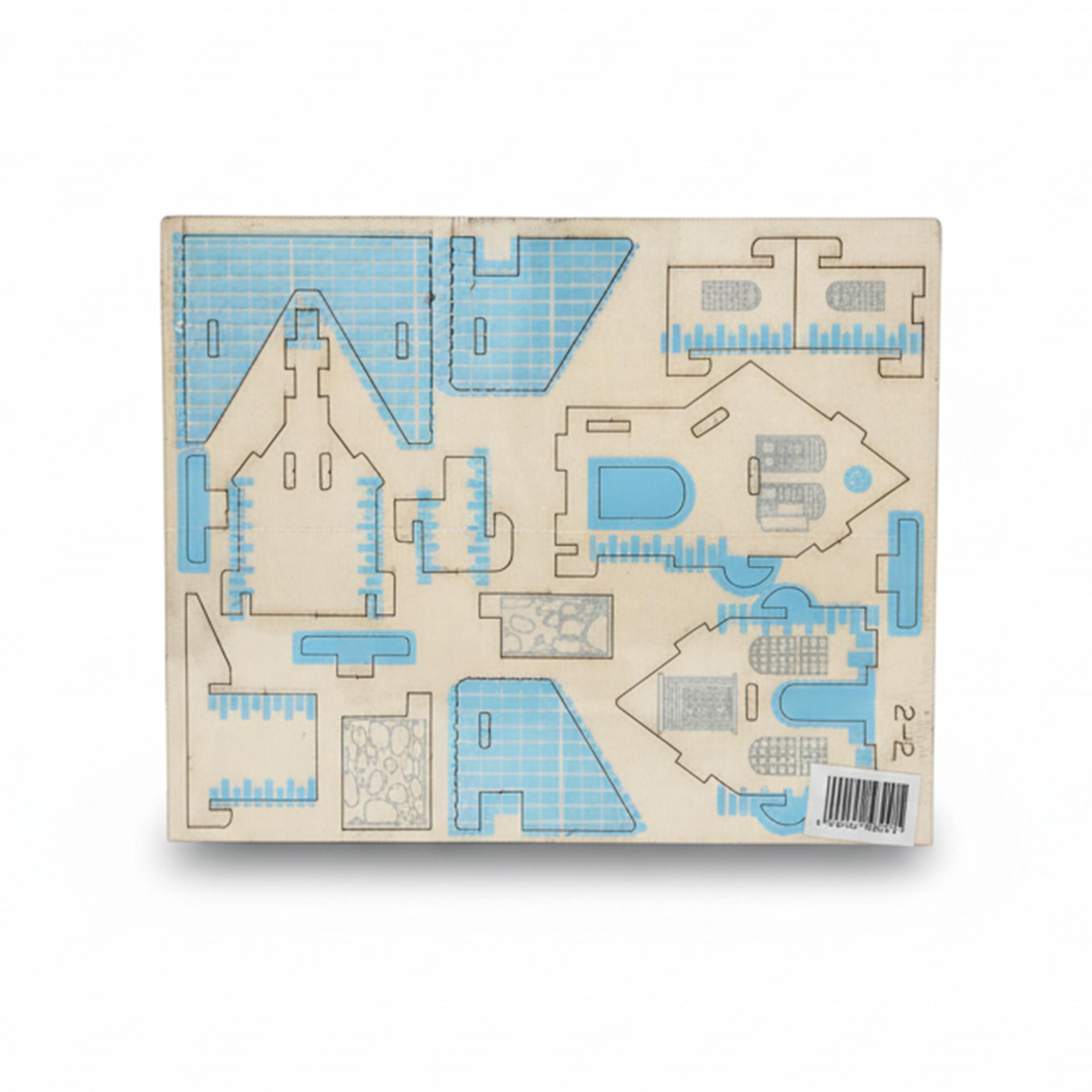 Blue Dream House Wooden 3D Puzzle