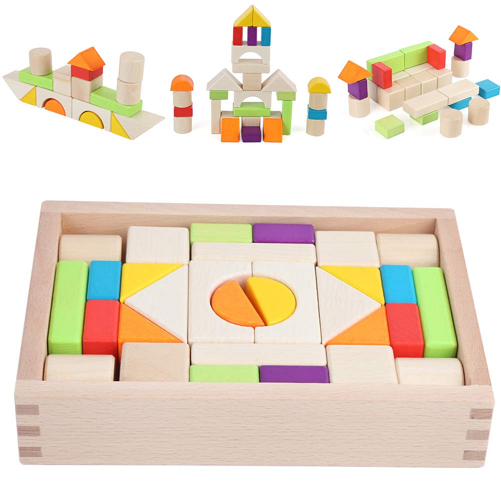 Wooden Colored Building Blocks Set (30 Pieces)
