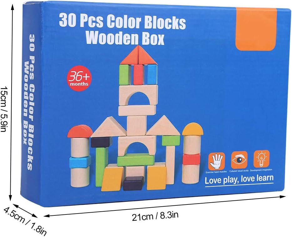 Wooden Colored Building Blocks Set (30 Pieces)