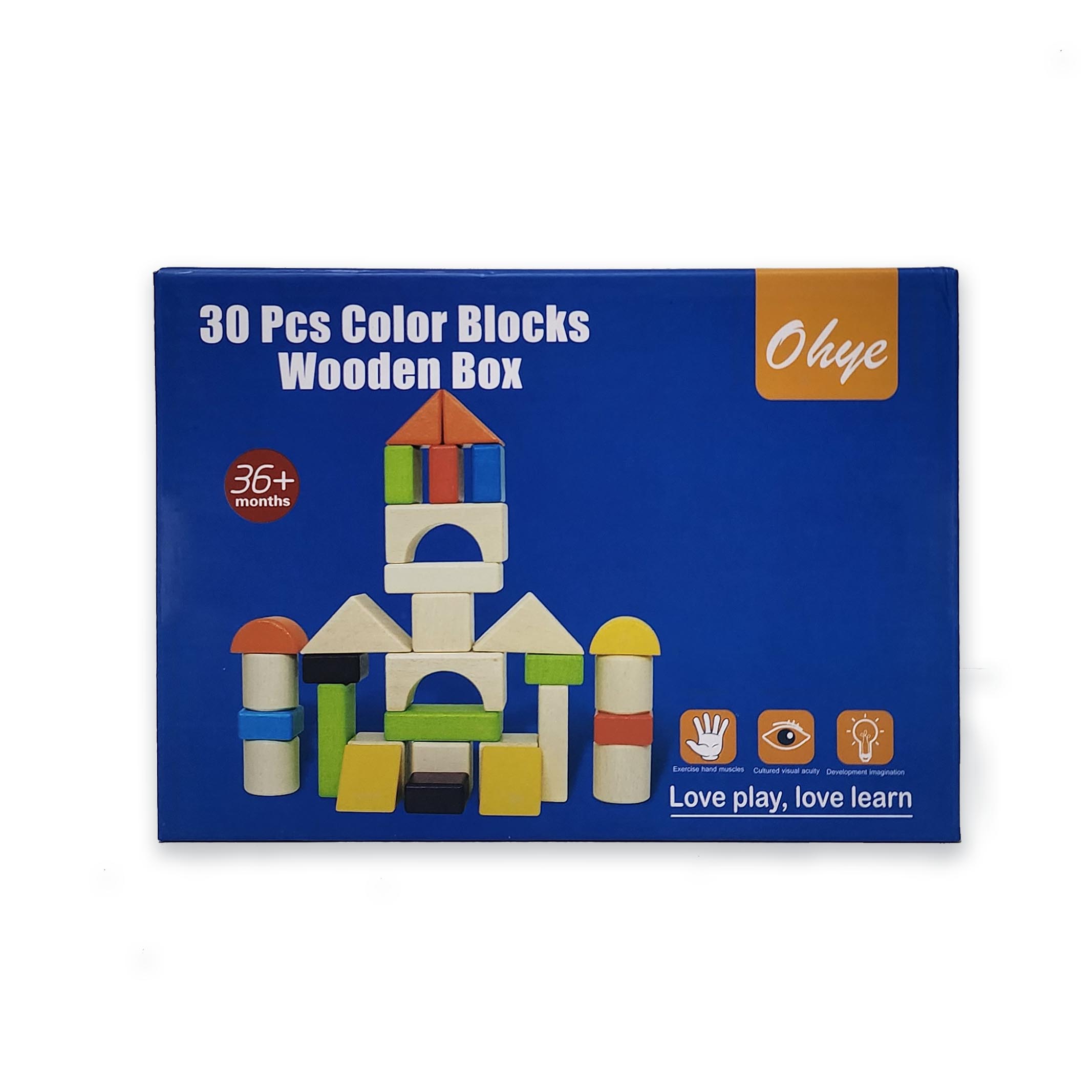 Wooden Colored Building Blocks Set (30 Pieces)