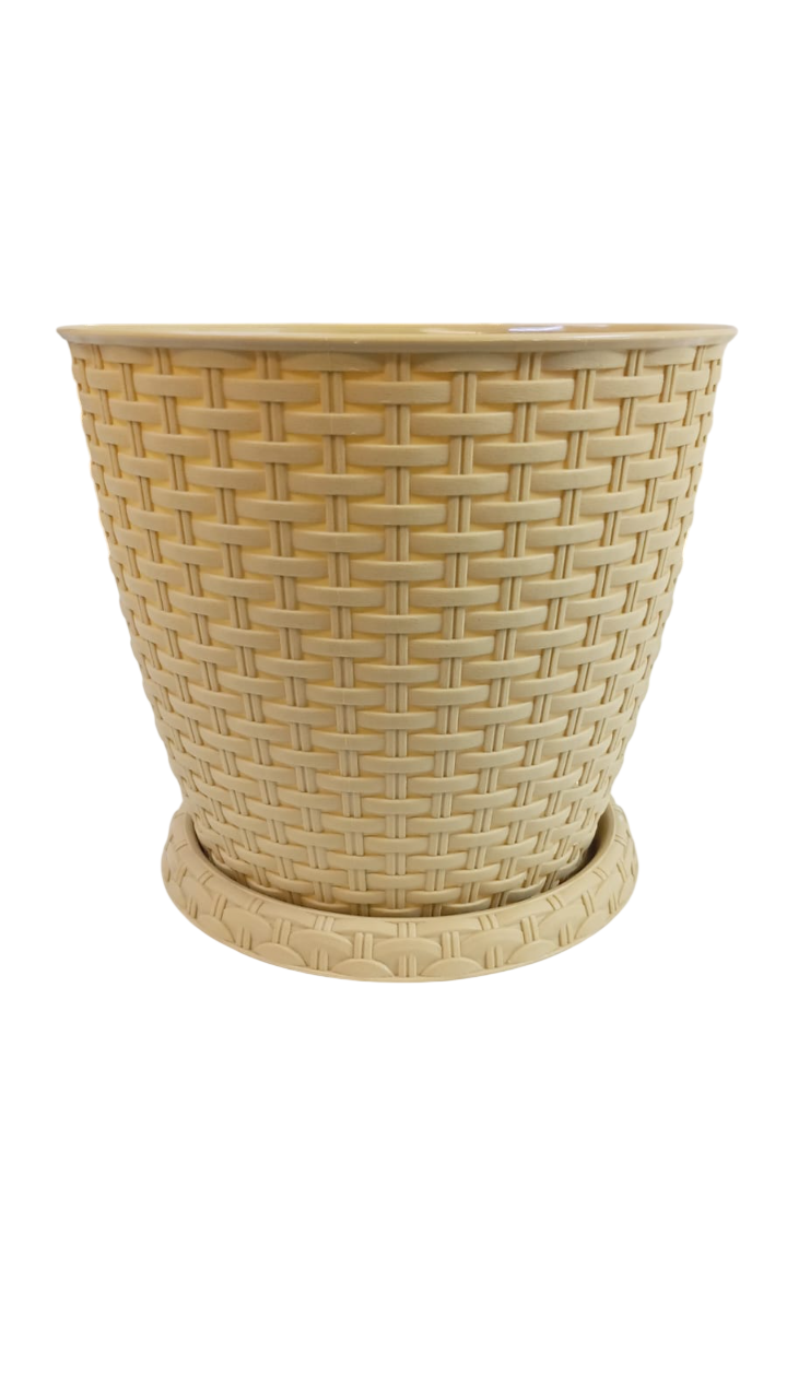 Rosa 25cm - Rattan Gardening Round Pot Beige