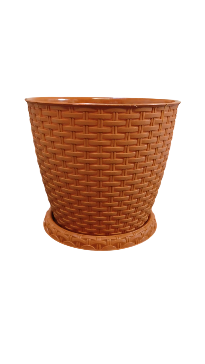 Rosa 25cm - Rattan Gardening Round Pot Brick