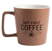 Ceramic But First Coffee Matte Brown Mug 1's