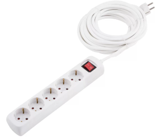 Electrical 5 Gang Socket With 3 m cable 10/16A 250 V + Switch